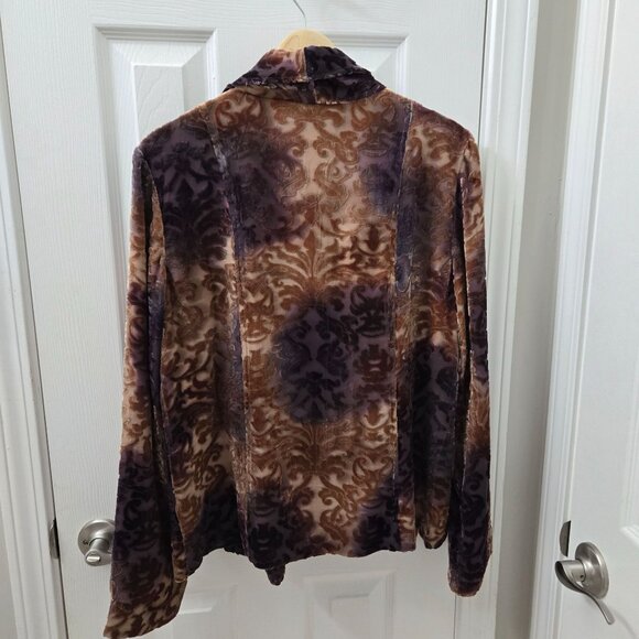 Sundance Blazer Womens 8 Firelight Silk blend Velvet Burnout Purple Brown Boho - Picture 2 of 10